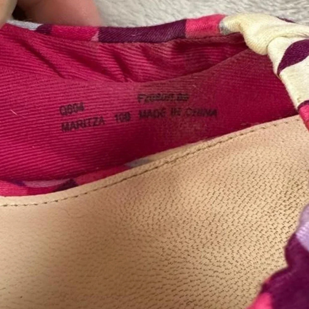 Coach Maritza pink canvas espadrille platform wedge sandals peep toe y2k
